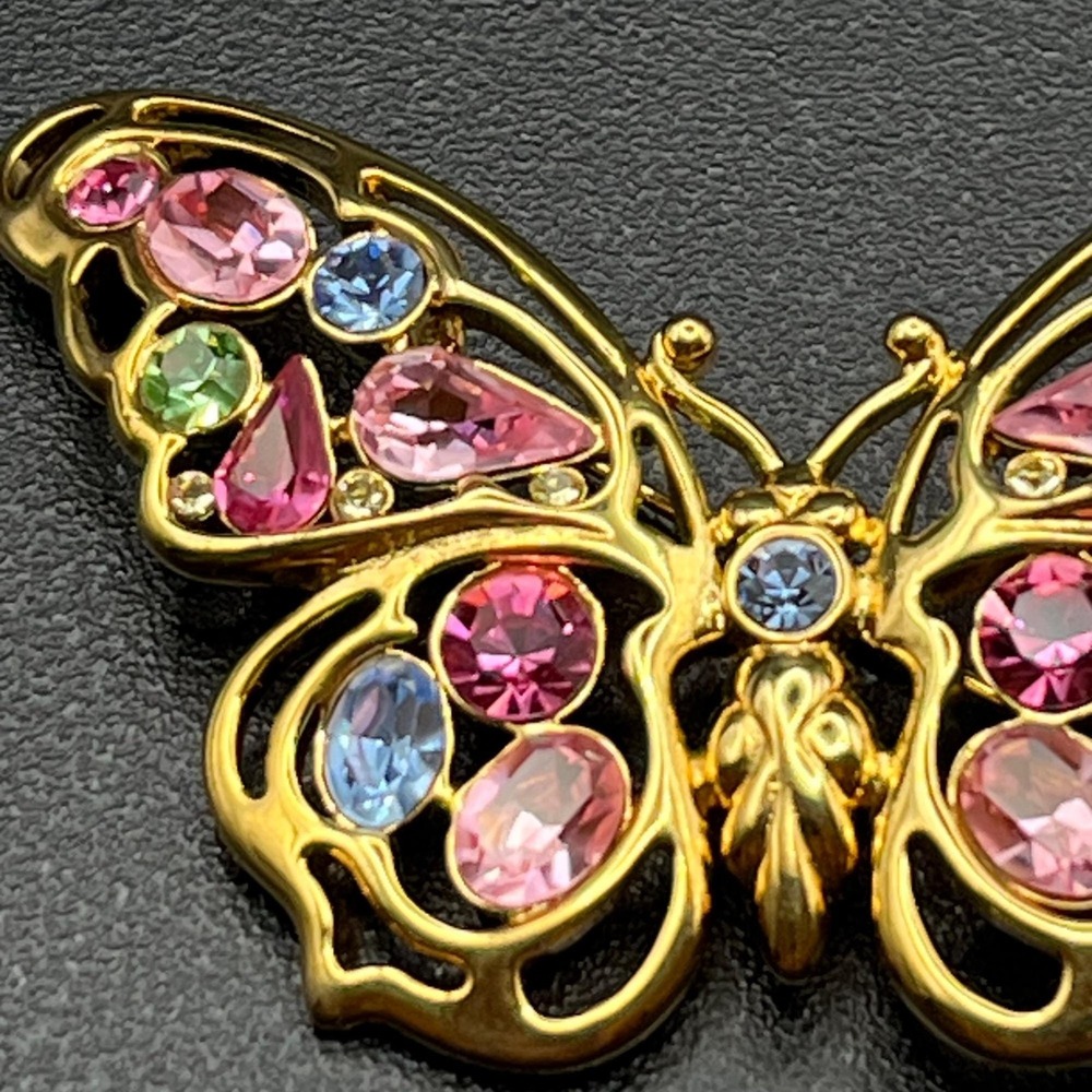 Nolan Miller Pastel Rhinestone Butterfly Brooch - Picture 9 of 14